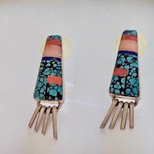 Vintage Native American Multistone Dangle Earrings